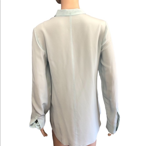 Trouve pale green long sleeve silk button down sheer top size small - Picture 5 of 11